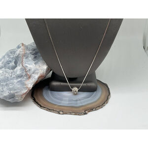 Sterling Silver 925 Triangle Shaped 30” Chain w/ round 925 Ball Pendant Necklace